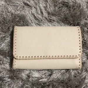 Cream faux leather clutch